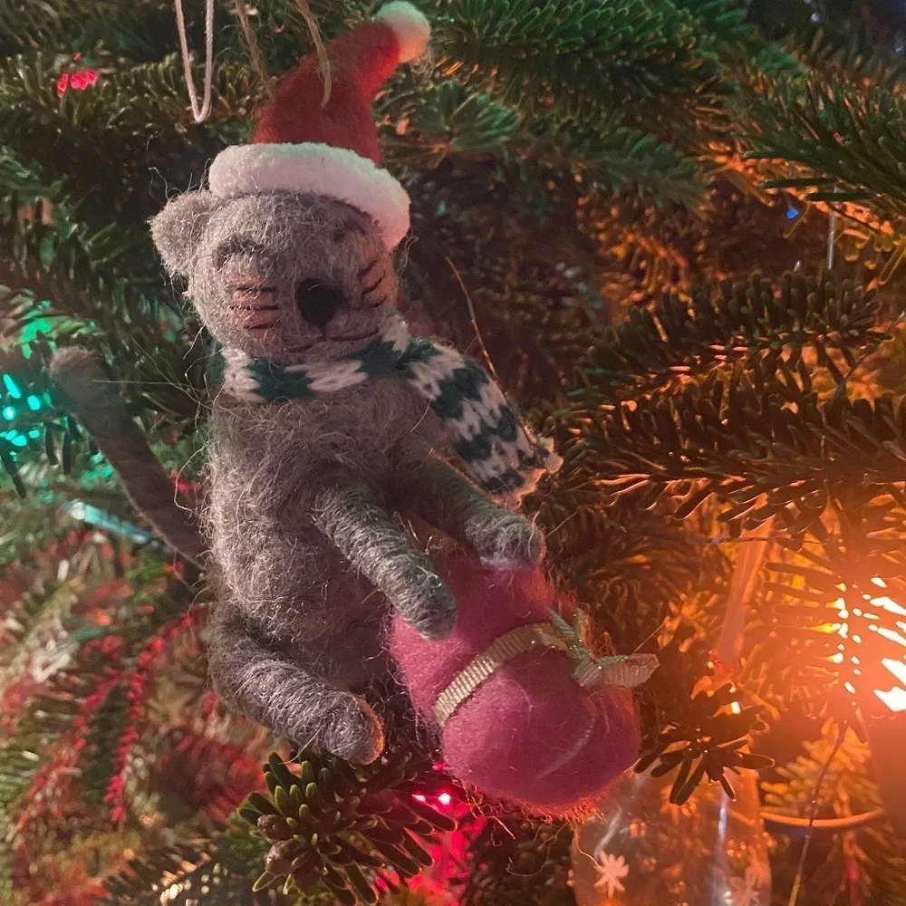 Anthropologie  Gift Cat Felt Christmas Ornament